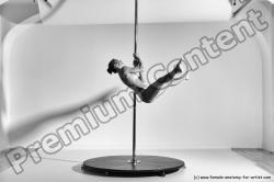 Nude Gymnastic poses Woman White Slim long brown Dancing Dynamic poses Pinup